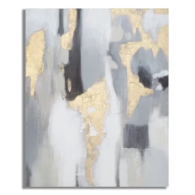 OBRAZ NA PŁÓTNIE SZARY/ZŁOTY 80x2,8x100 cm